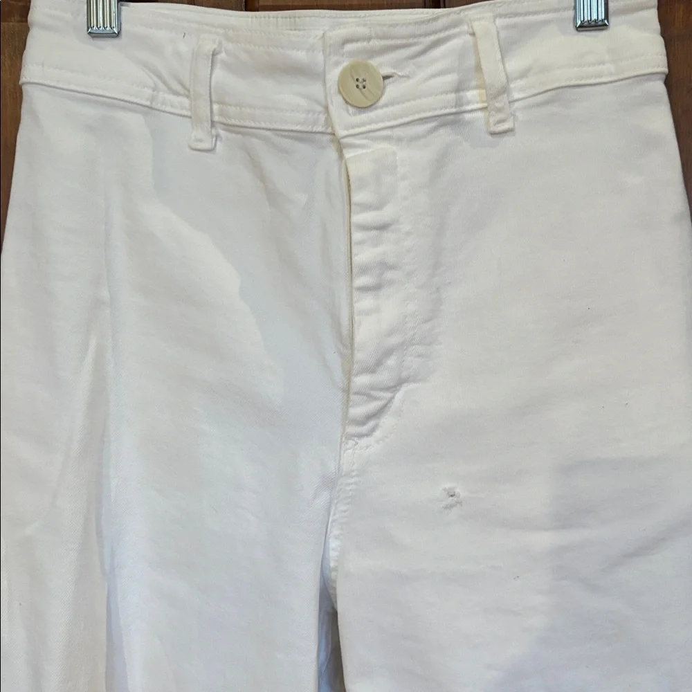 Zara White Wide-Leg Denim Pants, US Size 4, Like New - Picture 4 of 6